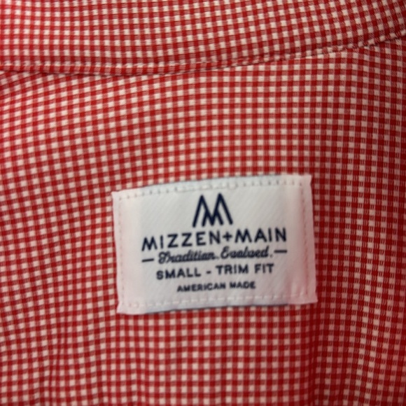 Men’s Small Mizzen+Main Red and White Button Down Shirt - Picture 2 of 4